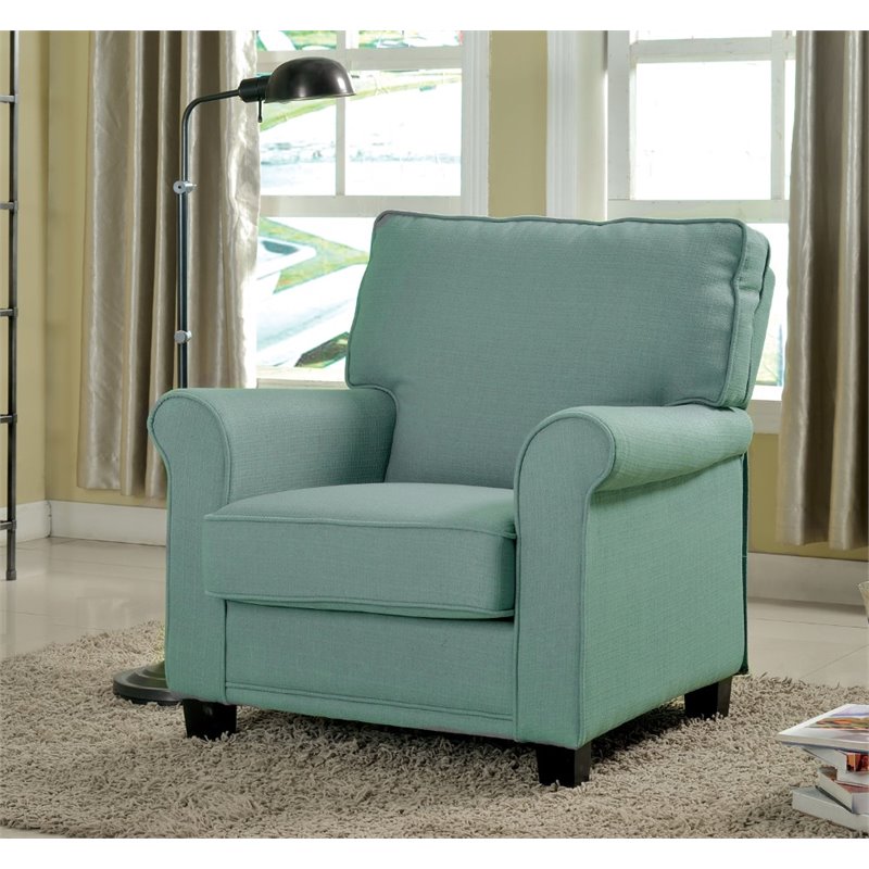 Bowery Hill Transitional Fabric Upholstered Accent Chair in Blue