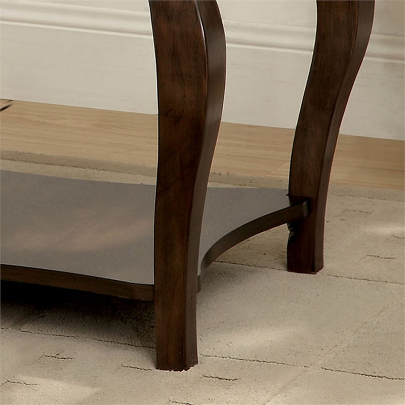 Bowery Hill Modern Faux Leather Padded Bench in Tobacco Oak Finish