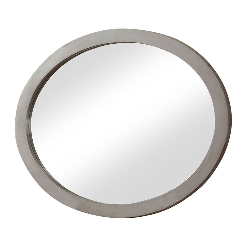 Bowery Hill Oval Shape Mid-Century Solid Wood/Wood Veneer/MDF Mirror in Gray