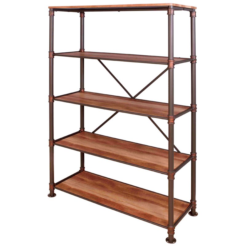 Bowery Hill 4-Shelf Contemporary Metal Bookcase in Antique Black