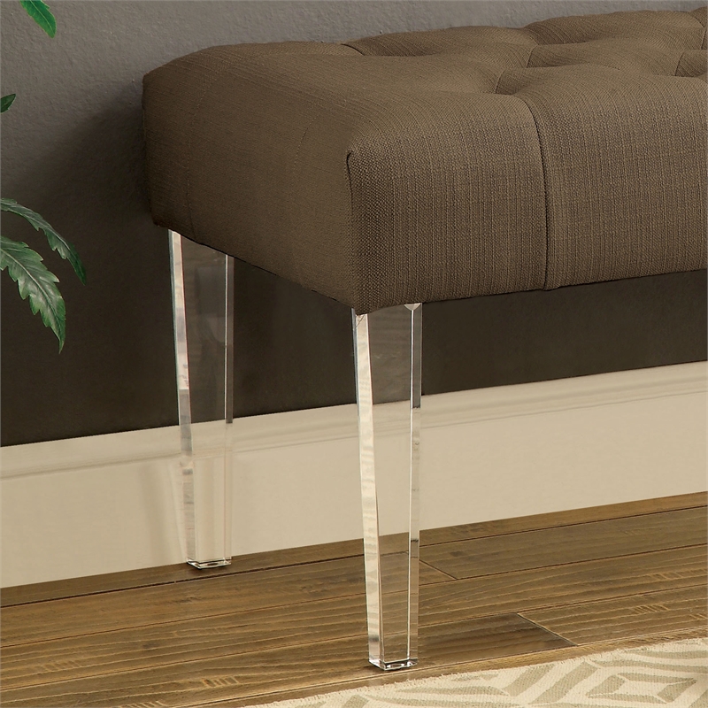 Bowery Hill Contemporary Fabric Tufted Bench in Brown