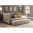 Bowery Hill Contemporary Fabric Twin Trundle in Ivory Finish