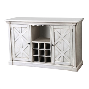 Bowery Hill Transitional Wood Wine Rack Buffet in Antique White