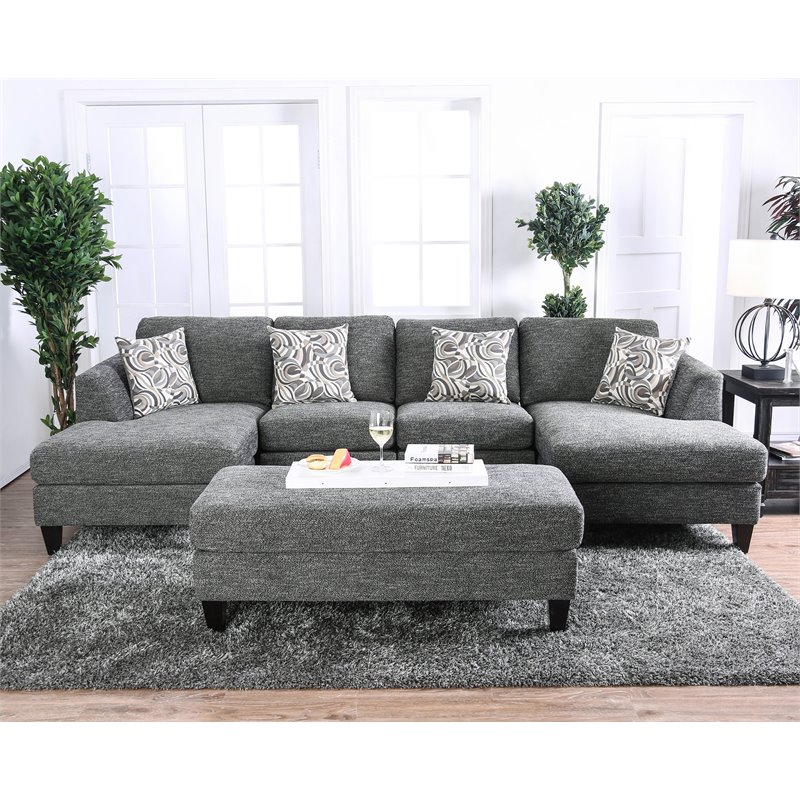 Bowery Hill Modern & Transitional U-Shape Sectional in Gray Finish