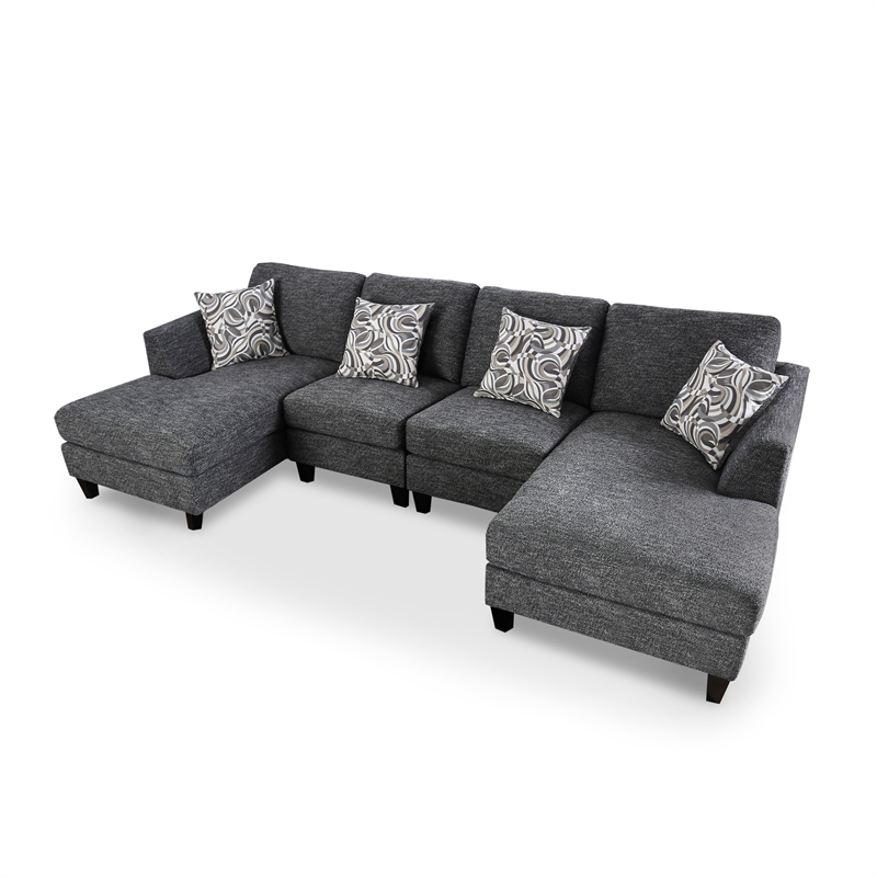 Bowery Hill Modern & Transitional U-Shape Sectional in Gray Finish