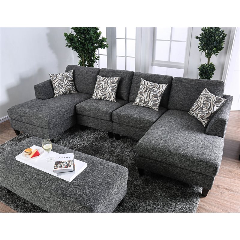 Bowery Hill Modern & Transitional U-Shape Sectional in Gray Finish