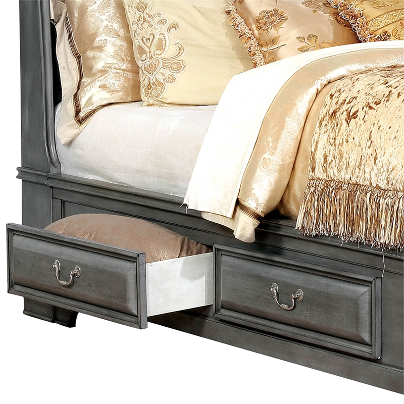 Bowery Hill Transitional Wood Queen Storage Platform Bed in Gray