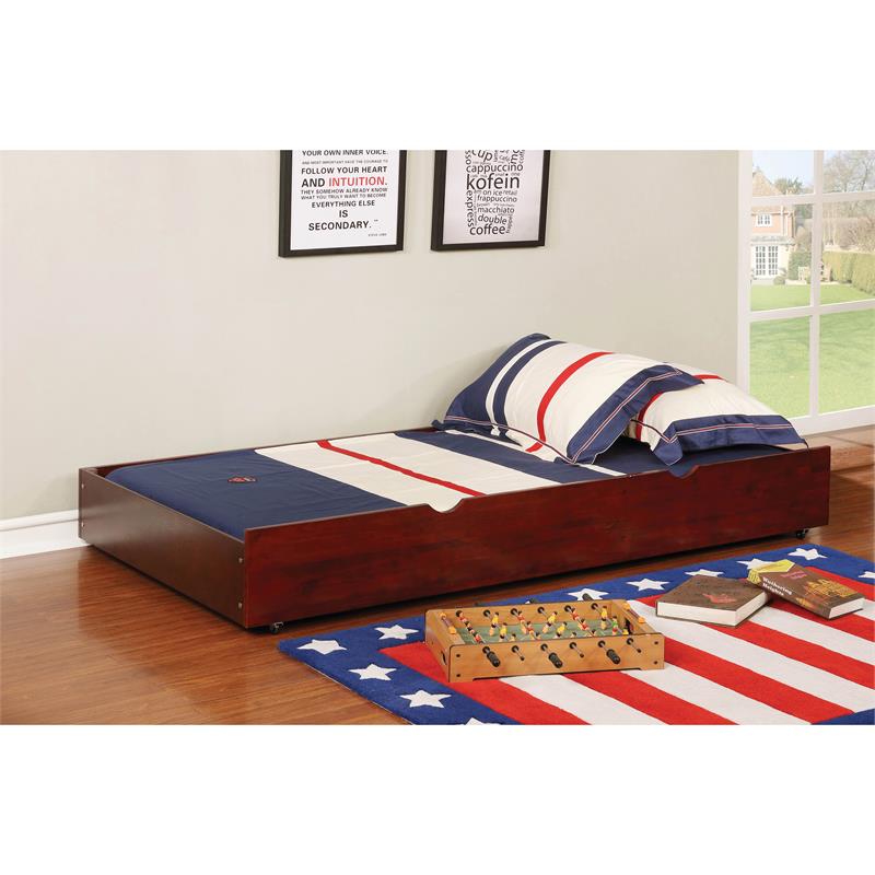 Bowery Hill Transitional Wood Twin Storage Trundle in Cherry