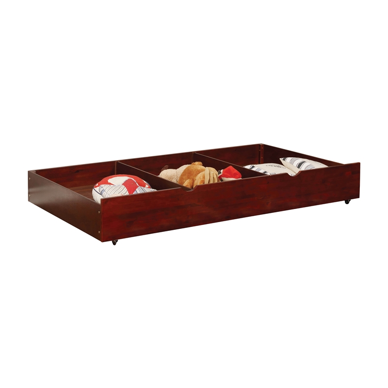 Bowery Hill Transitional Wood Twin Storage Trundle in Cherry