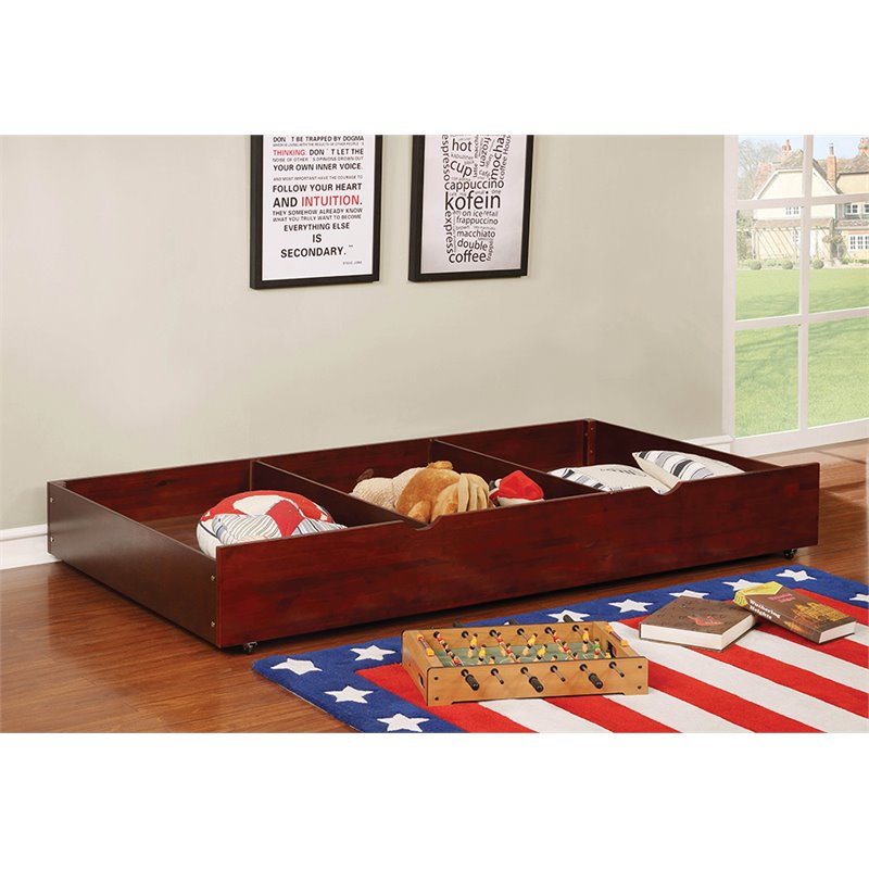 Bowery Hill Transitional Wood Twin Storage Trundle in Cherry
