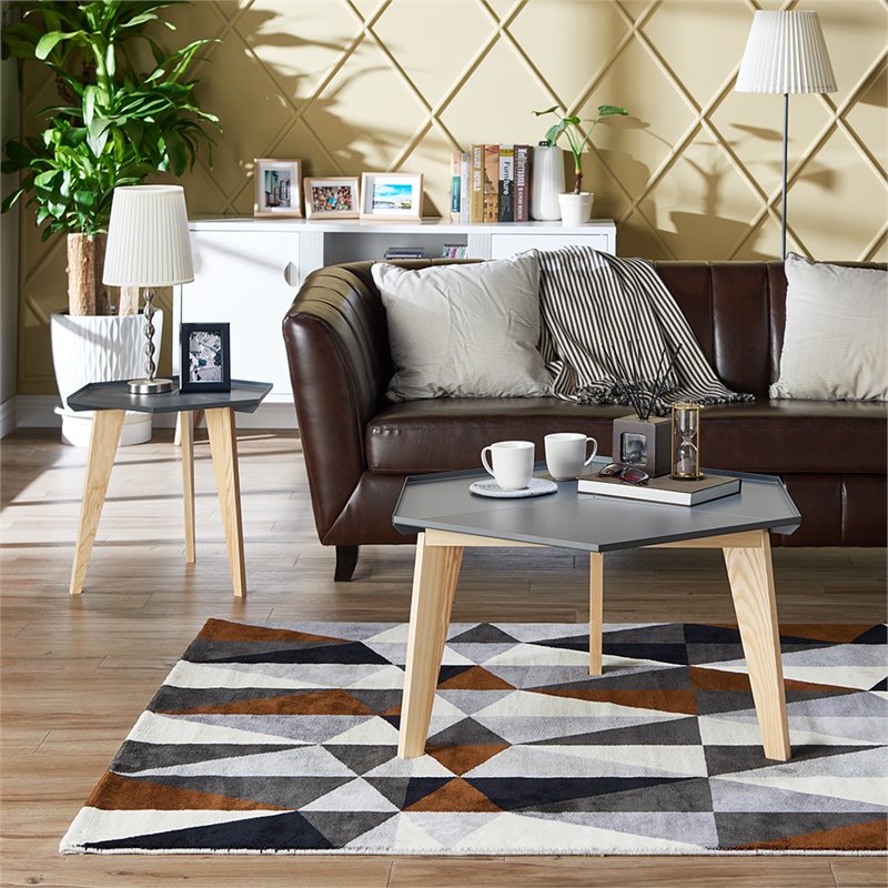 Bowery Hill Modern Chic Metal Tray-Top Coffee Table in Gray Finish