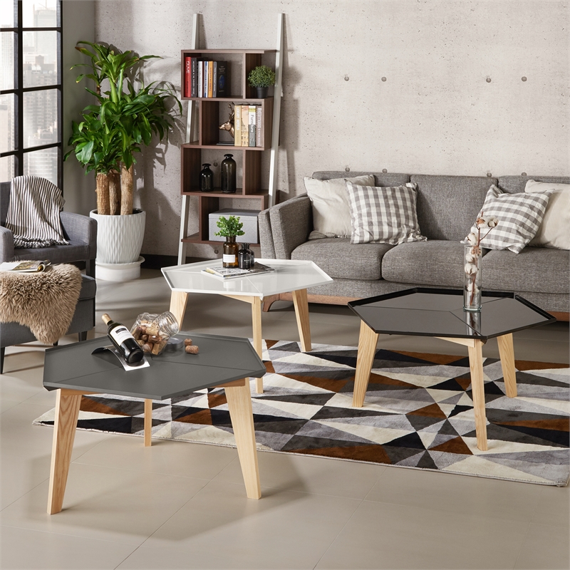 Bowery Hill Modern Chic Metal Tray-Top Coffee Table in Gray Finish