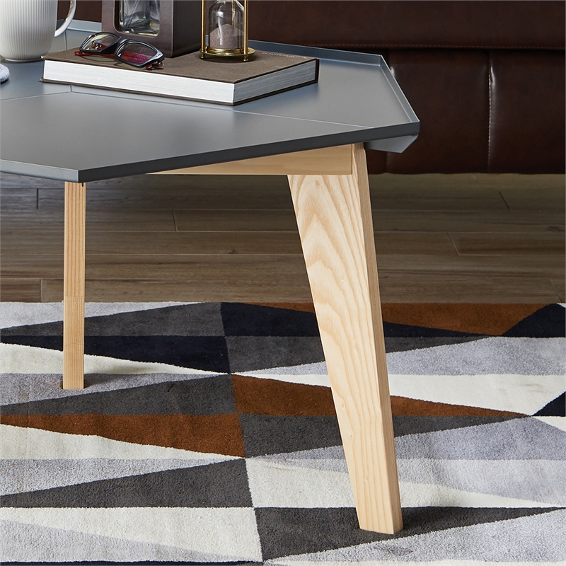 Bowery Hill Modern Chic Metal Tray-Top Coffee Table in Gray Finish