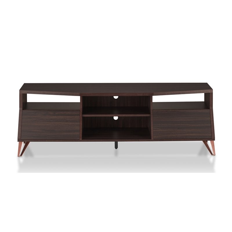 Bowery Hill Modern Wood Storage 62-Inch TV Stand in Wenge