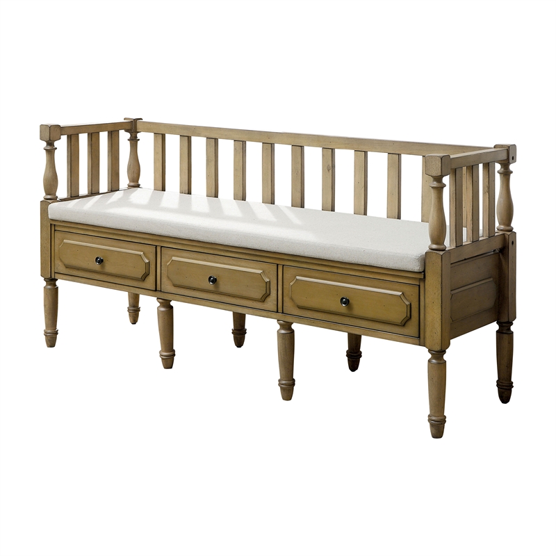 Bowery Hill Transitional Wood Storage Bench in Natural Tone Finish