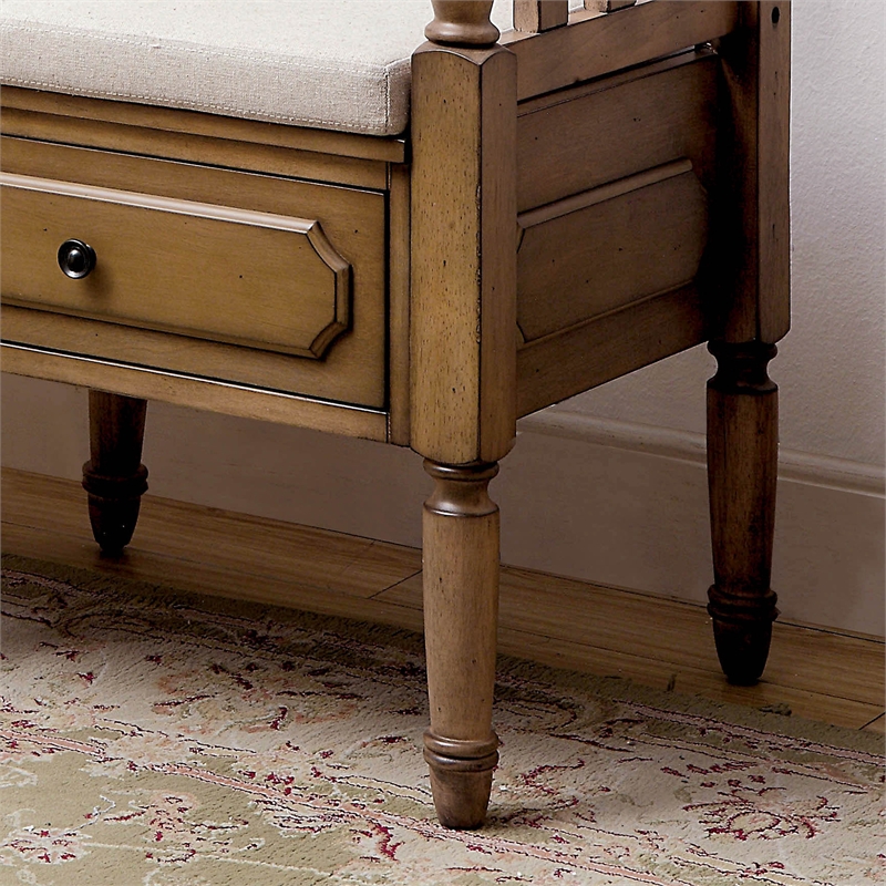 Bowery Hill Transitional Wood Storage Bench in Natural Tone Finish