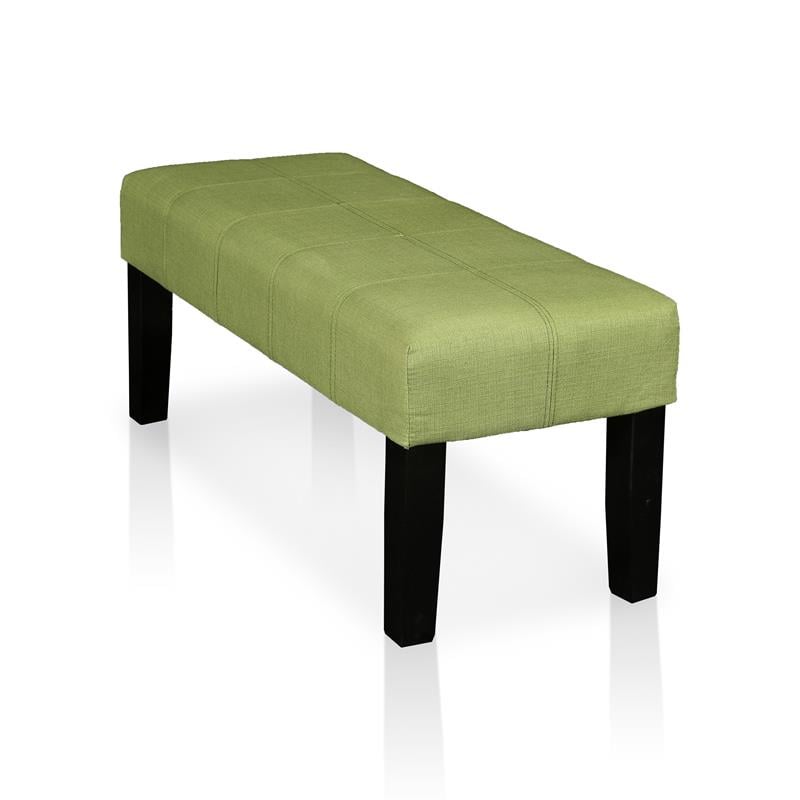 Bowery Hill Contemporary Fabric Accent Bench in Green Finish