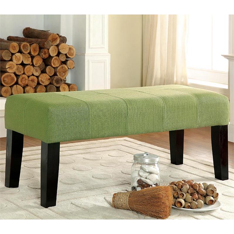 Bowery Hill Contemporary Fabric Accent Bench in Green Finish