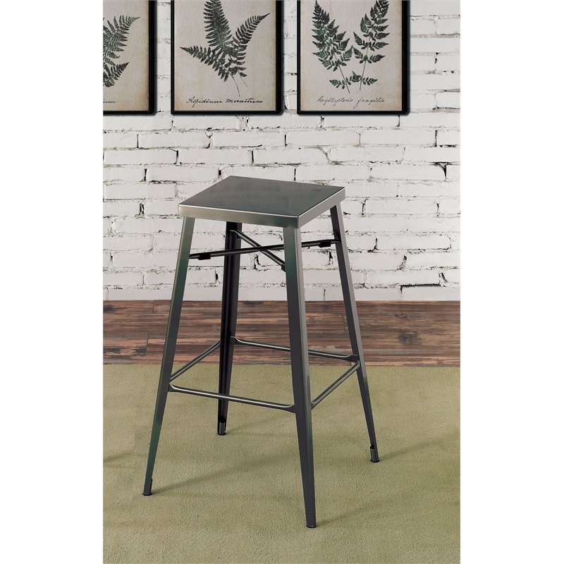 Bowery Hill 30-Inch Metal Bar Stool in Gray Gunmetal (Set of 2)