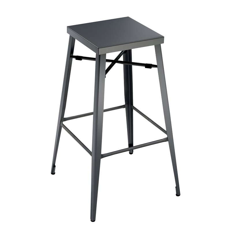 Bowery Hill 30-Inch Metal Bar Stool in Gray Gunmetal (Set of 2)