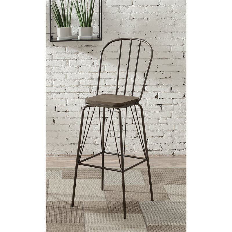 Bowery Hill Metal Windsor Bar Stool in Black (Set of 2) Finish