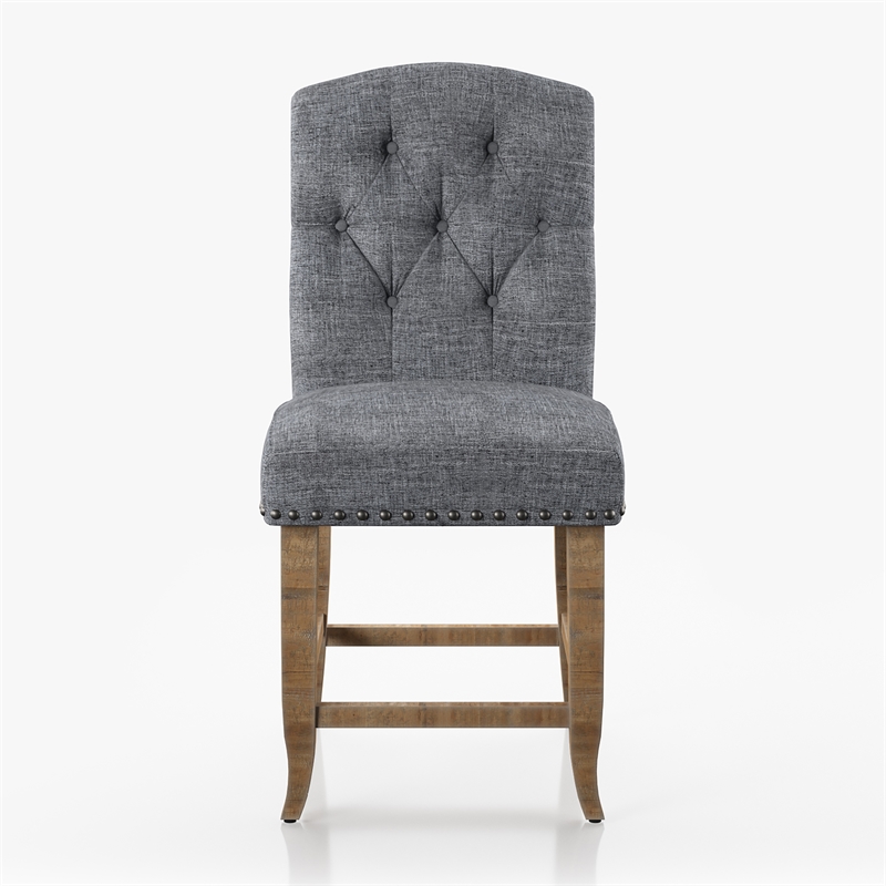 Bowery Hill Rustic Fabric Bar Stool in Light Gray (Set of 2)