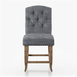 Bowery Hill Rustic Fabric Bar Stool in Light Gray (Set of 2)