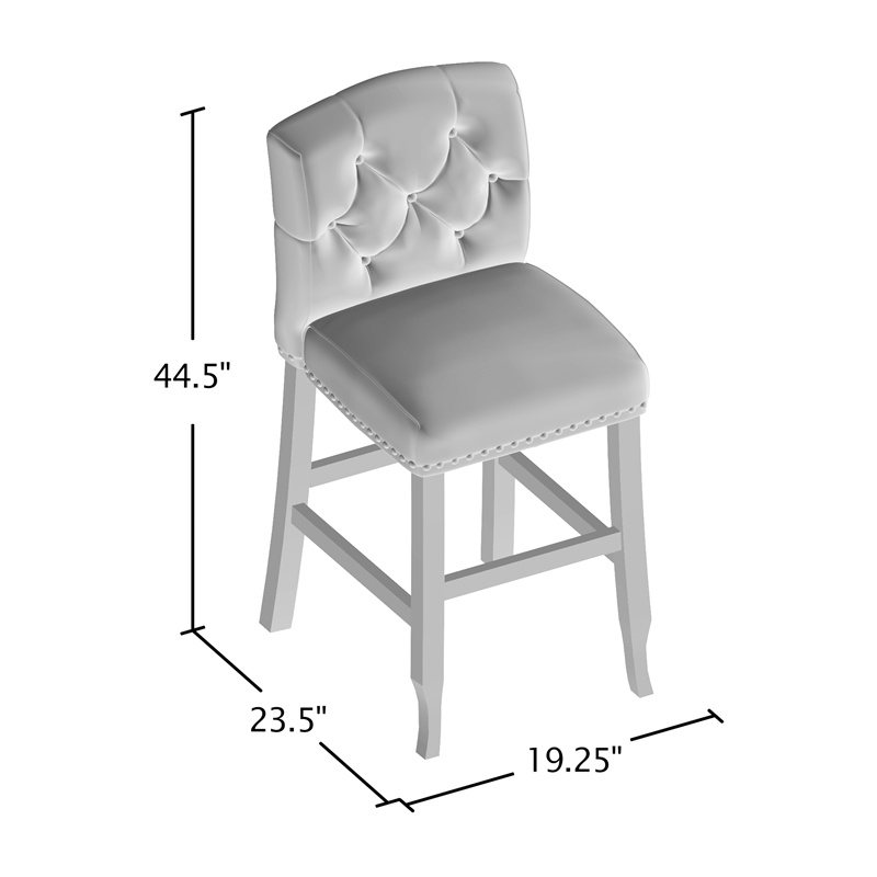 Bowery Hill Rustic Fabric Bar Stool in Light Gray (Set of 2)