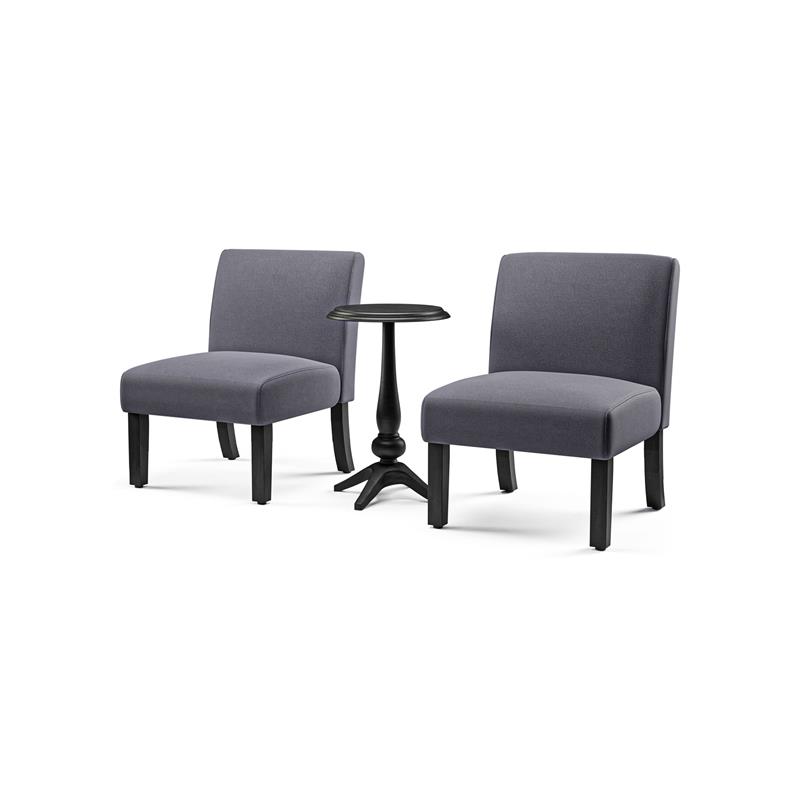 Bowery Hill Wood 3-Piece Accent Table and Chair Set in Gray Finish