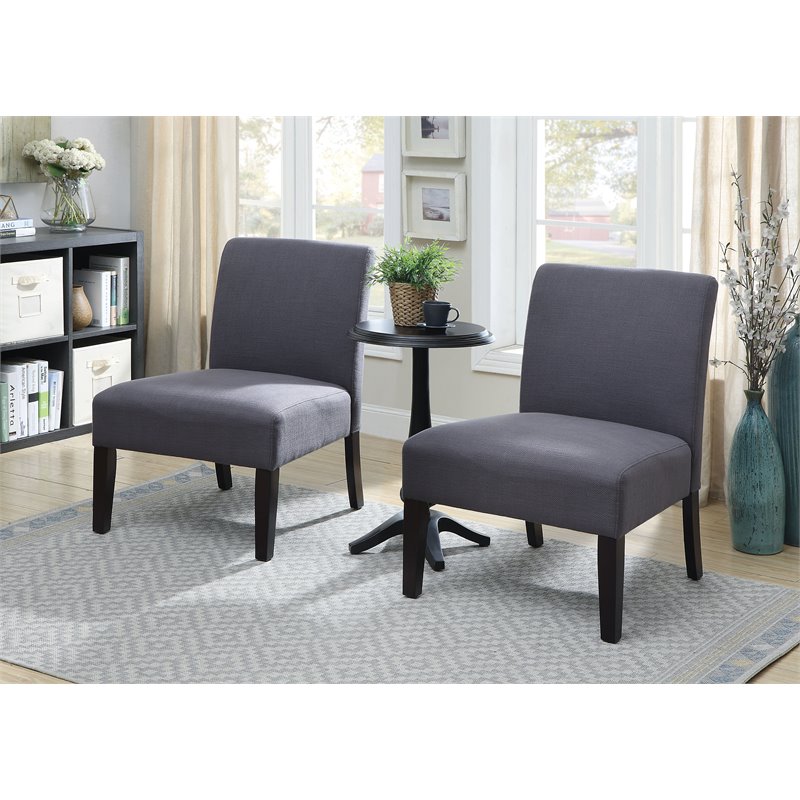 Bowery Hill Wood 3-Piece Accent Table and Chair Set in Gray Finish
