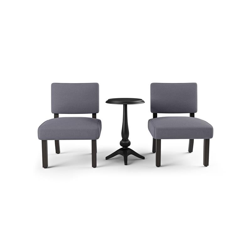 Bowery Hill Wood 3-Piece Accent Table and Chair Set in Gray Finish