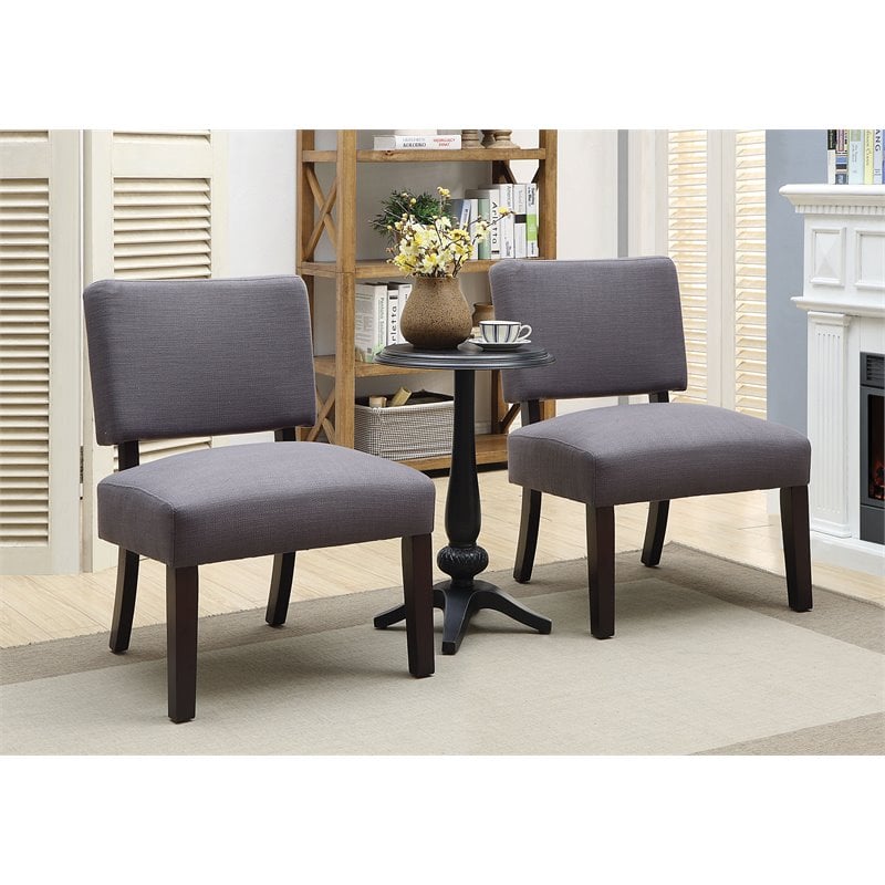 Bowery Hill Wood 3-Piece Accent Table and Chair Set in Gray Finish