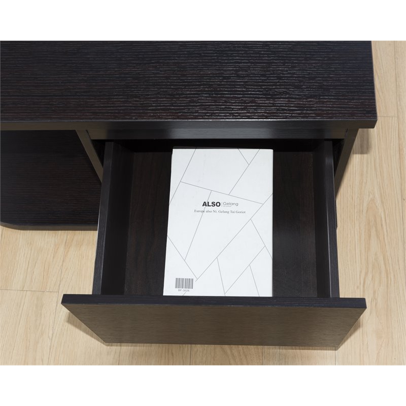 Bowery Hill Modern Wood Storage Coffee Table in Cappuccino Finish