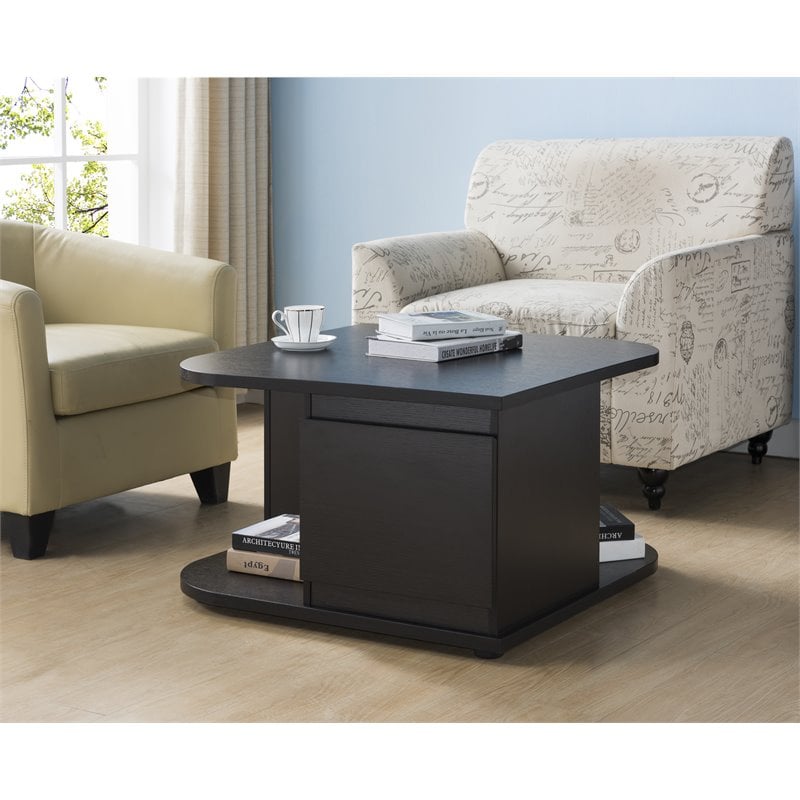 Bowery Hill Modern Wood Storage Coffee Table in Cappuccino Finish