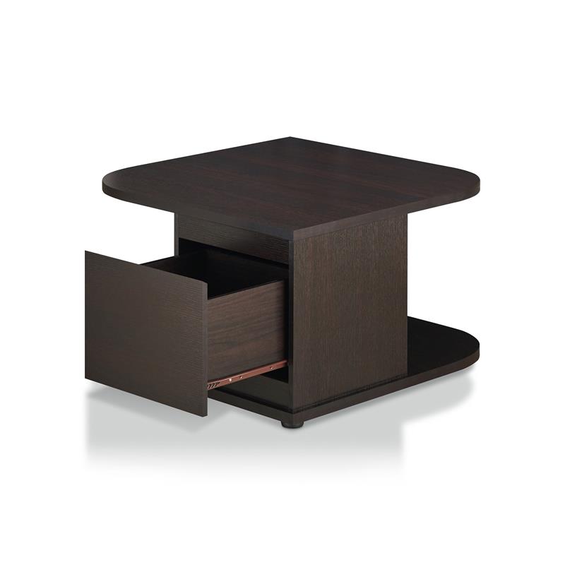 Bowery Hill Modern Wood Storage Coffee Table in Cappuccino Finish