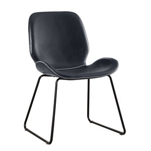 Bowery Hill Faux Leather Upholstered Accent Chair in Black Finish