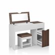 Bowery Hill Contemporary Wood Flip-Top Vanity Table Set in Walnut
