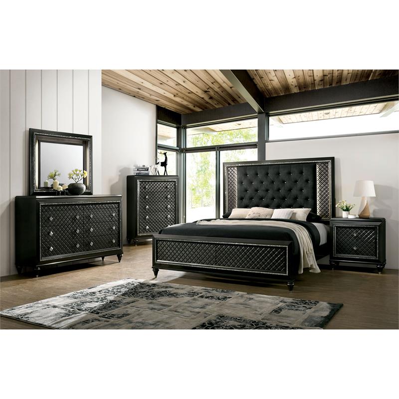 Bowery Hill 2-Drawer Modern Wood Nightstand in Metallic Gray