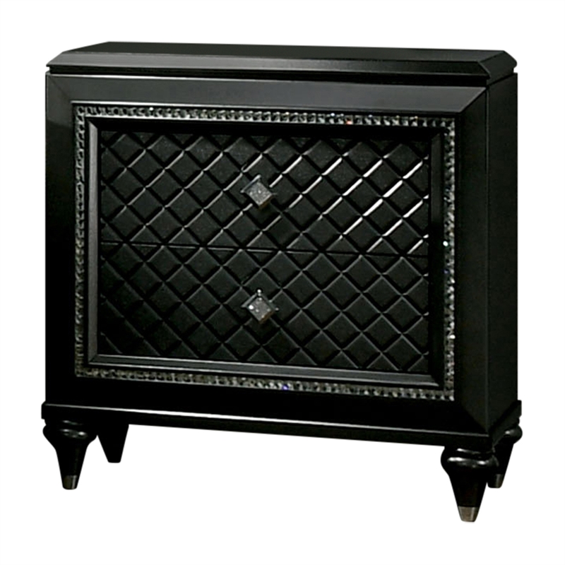 Bowery Hill 2-Drawer Modern Wood Nightstand in Metallic Gray
