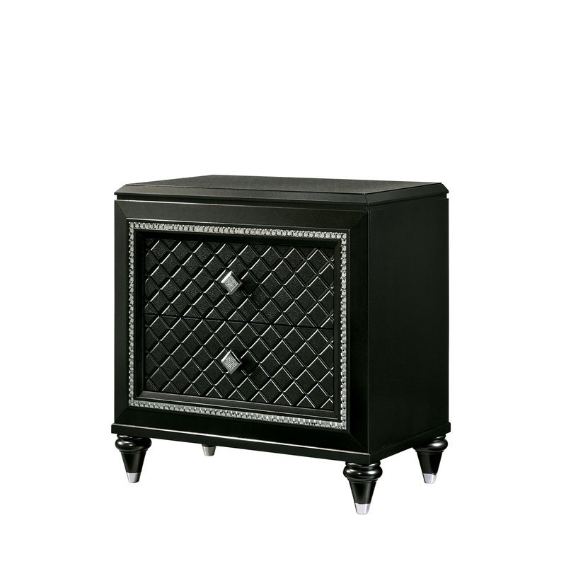 Bowery Hill 2-Drawer Modern Wood Nightstand in Metallic Gray