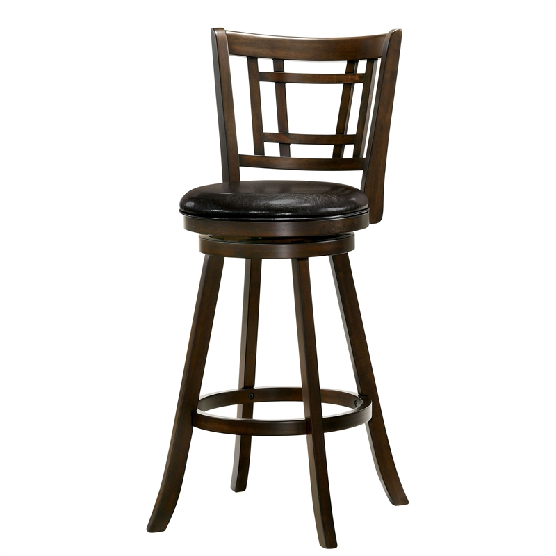 Bowery Hill Wood 29-Inch Swivel Bar Stool in Brown Cherry