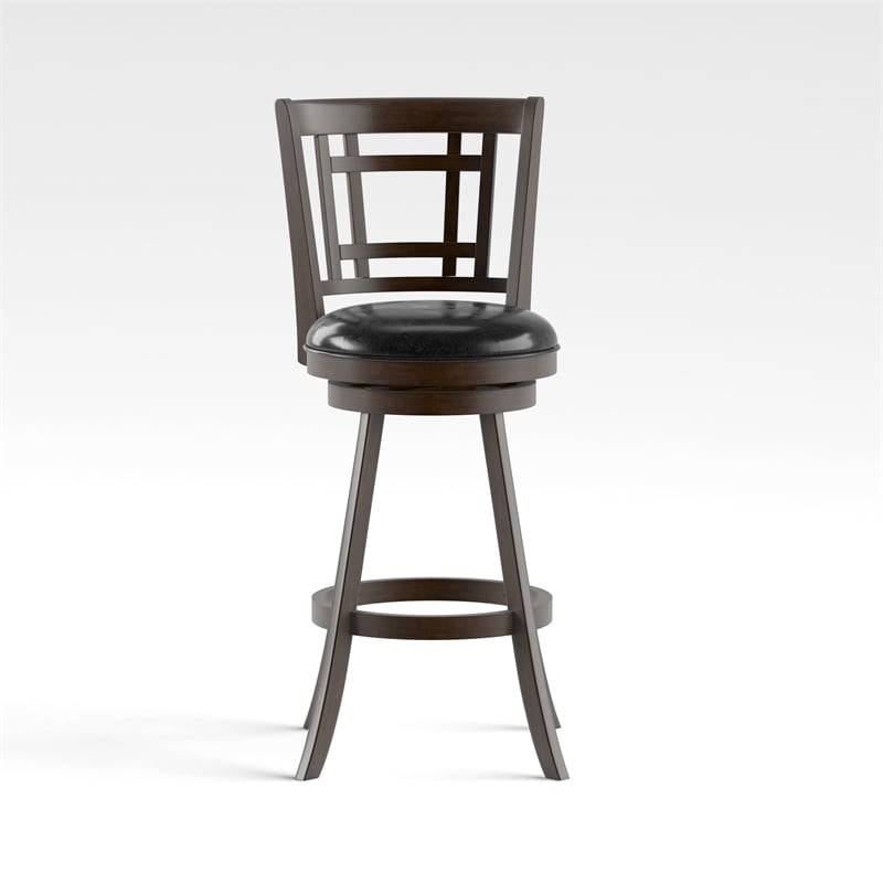 Bowery Hill Wood 29-Inch Swivel Bar Stool in Brown Cherry