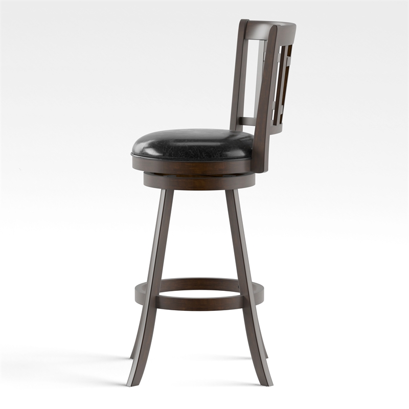 Bowery Hill Wood 29-Inch Swivel Bar Stool in Brown Cherry