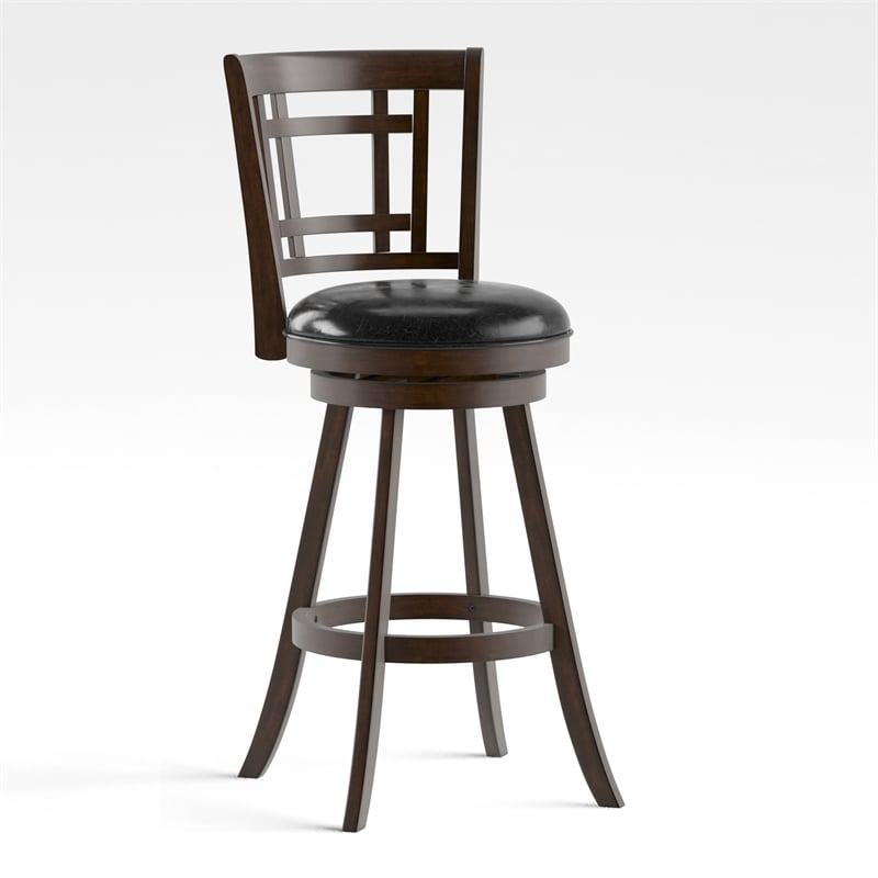 Bowery Hill Wood 29-Inch Swivel Bar Stool in Brown Cherry