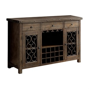 Bowery Hill Wood Wine Storage Buffet Server in Rustic Walnut