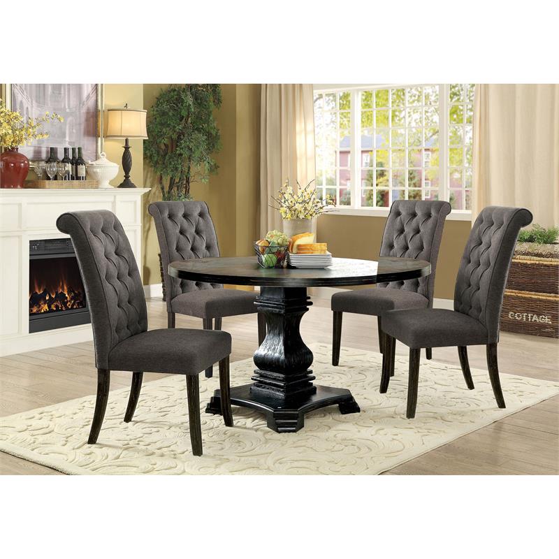 Bowery Hill Rustic Wood 5-Piece Dining Table Set in Gray Finish