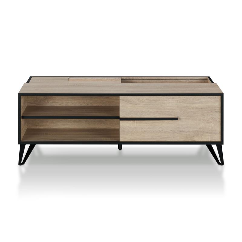 Bowery Hill Modern Wood Storage Coffee Table in Natural Oak Finish