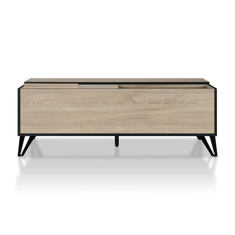 Bowery Hill Modern Wood Storage Coffee Table in Natural Oak Finish