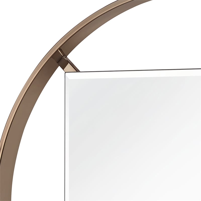 Bowery Hill Metal Frame Beveled Wall Mirror in Gold Champagne