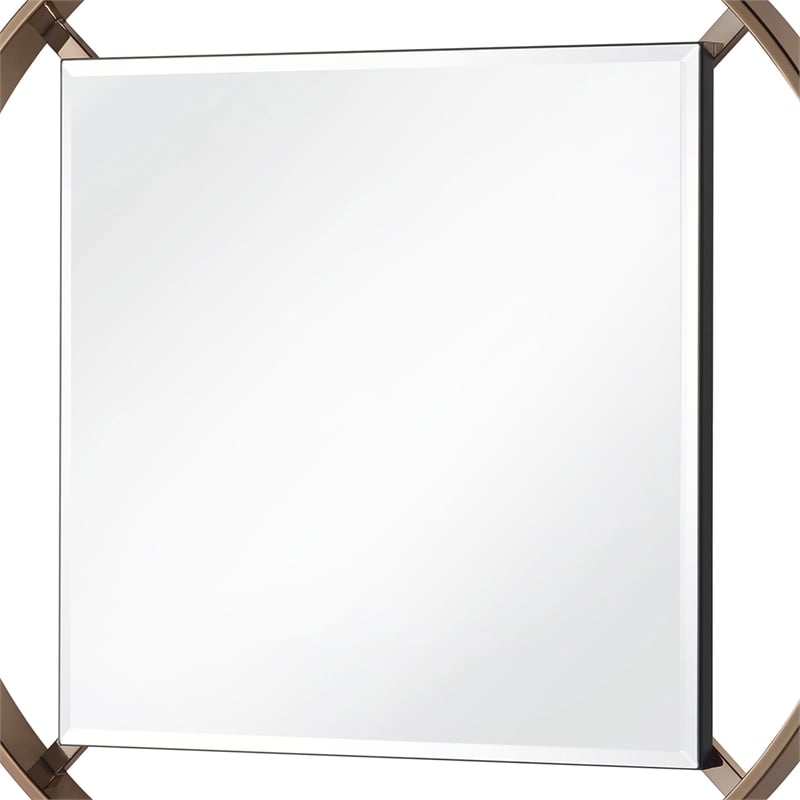 Bowery Hill Metal Frame Beveled Wall Mirror in Gold Champagne